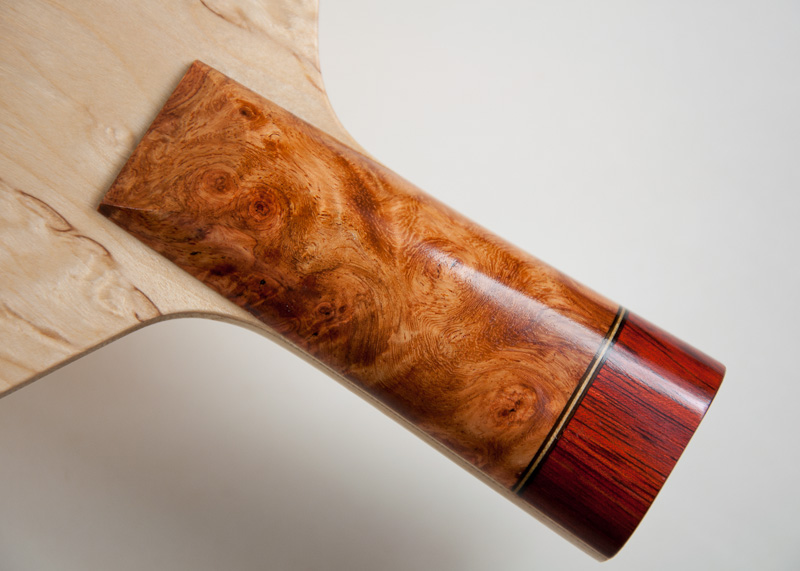 Blade: Masur Birch (Rapscallion)<p><br />Handle: Amboyna Burl and Bloodwood